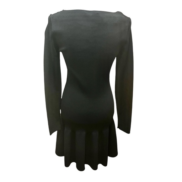 J.Crew Black Ruffle Hem Sweater Dress Long Sleeve Modern Minimalist Size M NWT - Picture 4 of 15